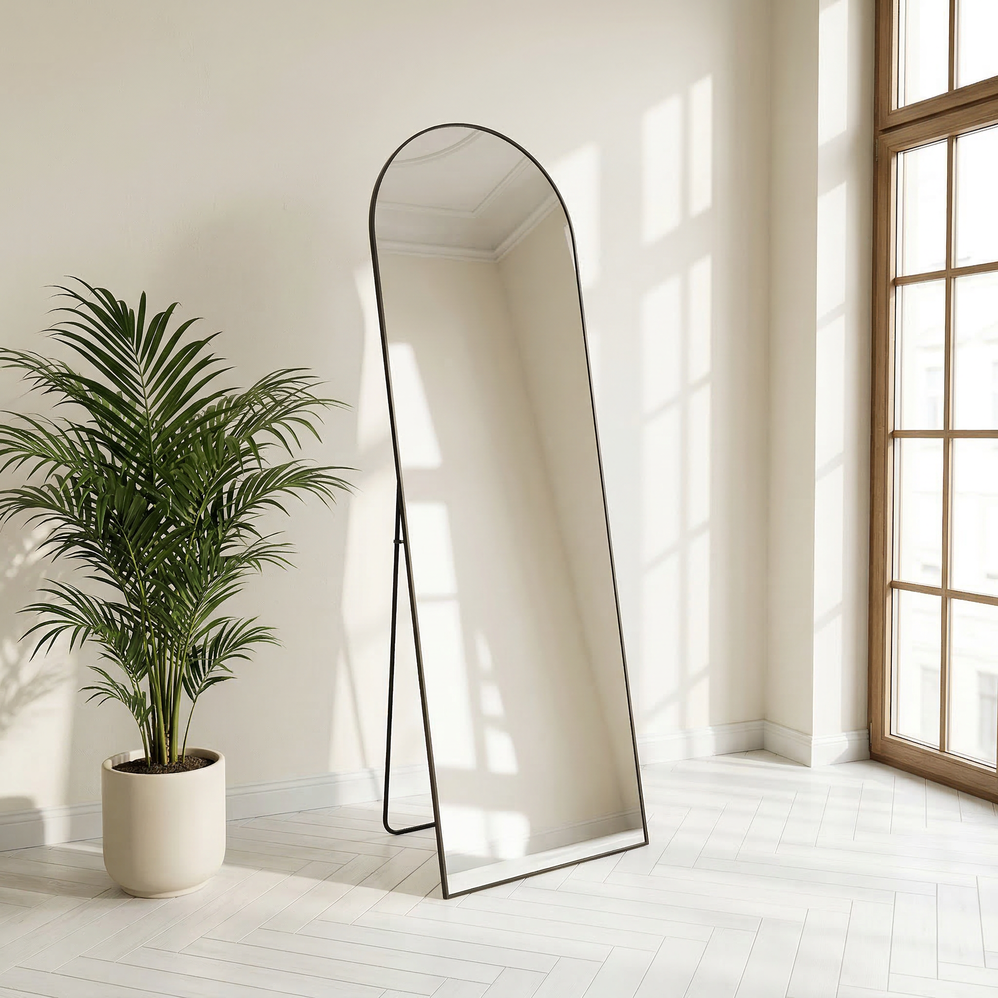 Rowan-Full Length Arched Mirror — Greyish