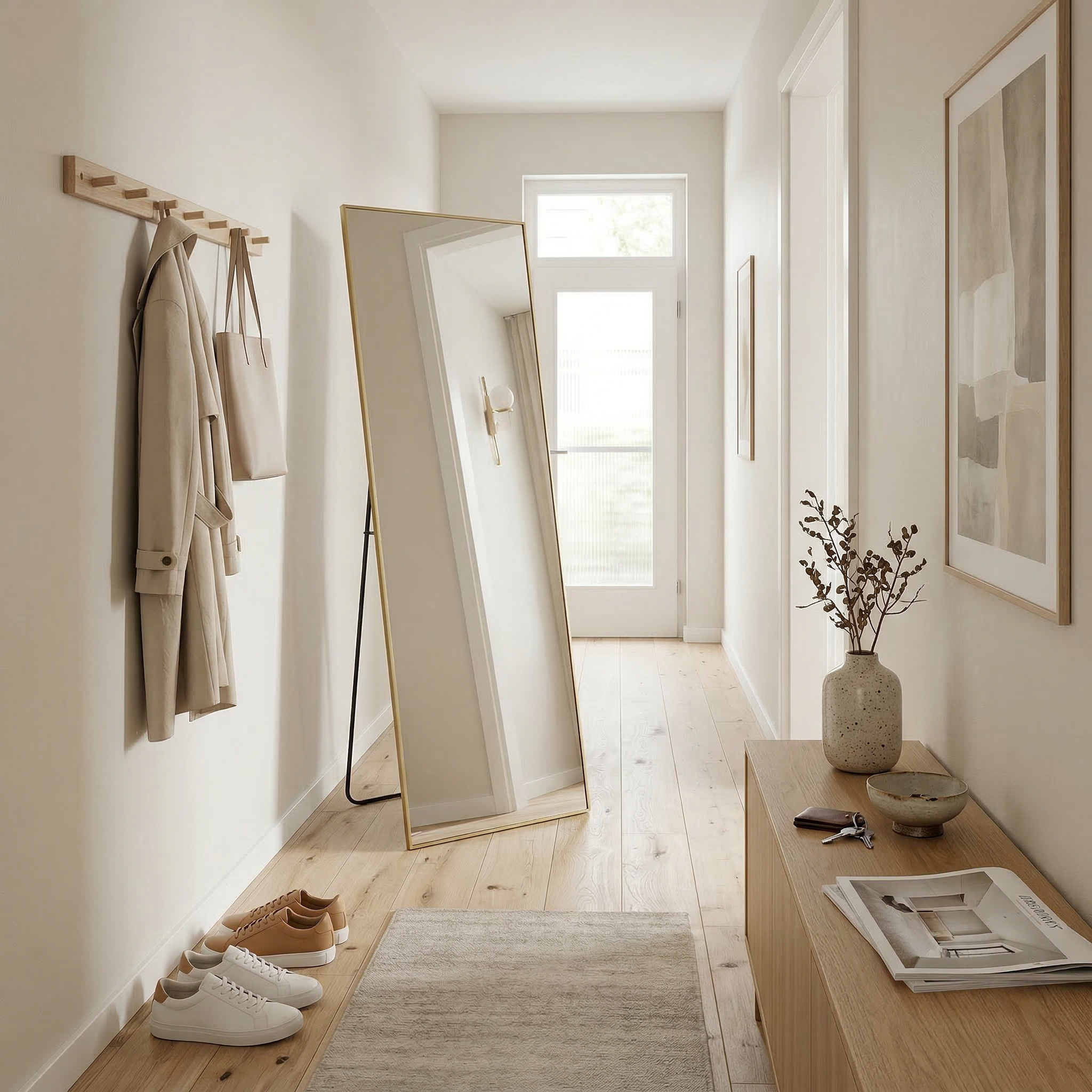 Jeffrey-Full Length Rectangular Mirror — Gold