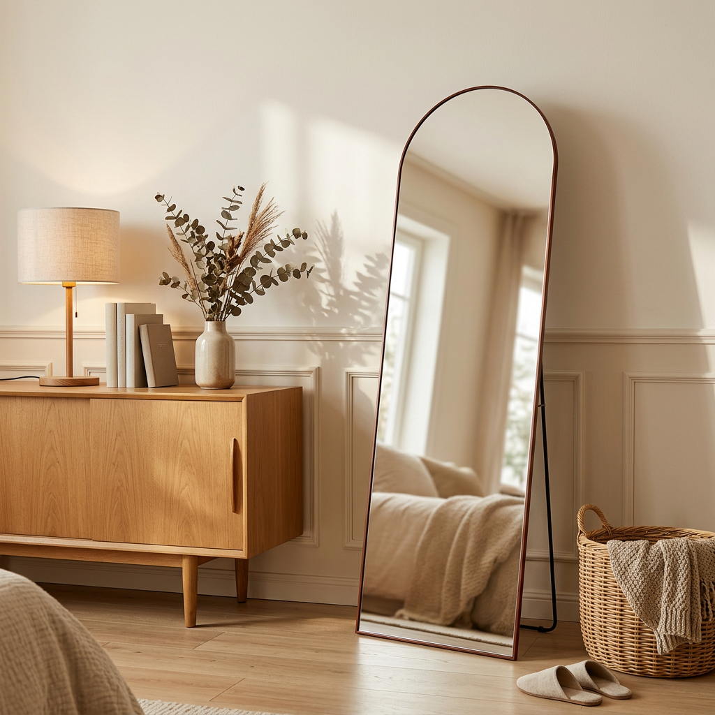 Rowan-Full Length Arched Mirror — Greyish